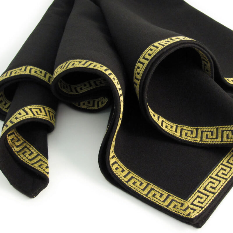 black red luxury tablecloth greek key trim