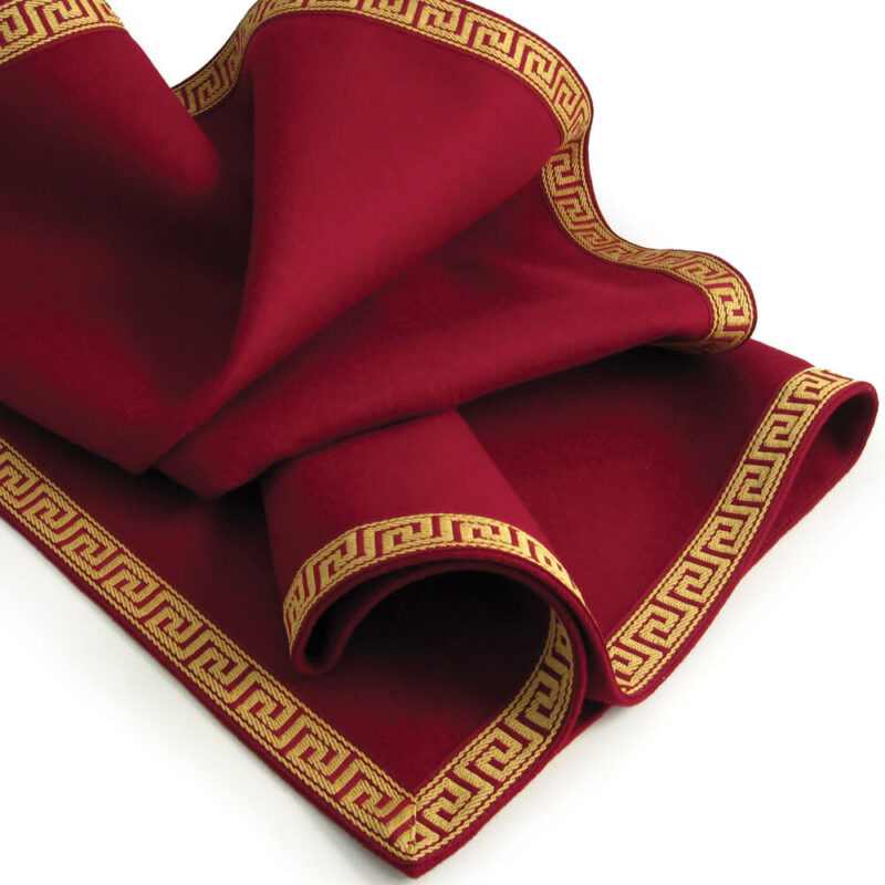 burgundy red luxury tablecloth greek key trim