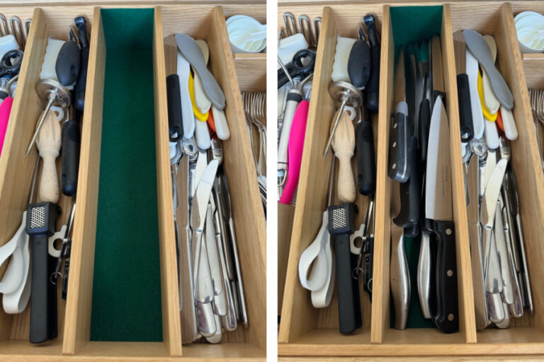 baize to line a kitchen knife drawer